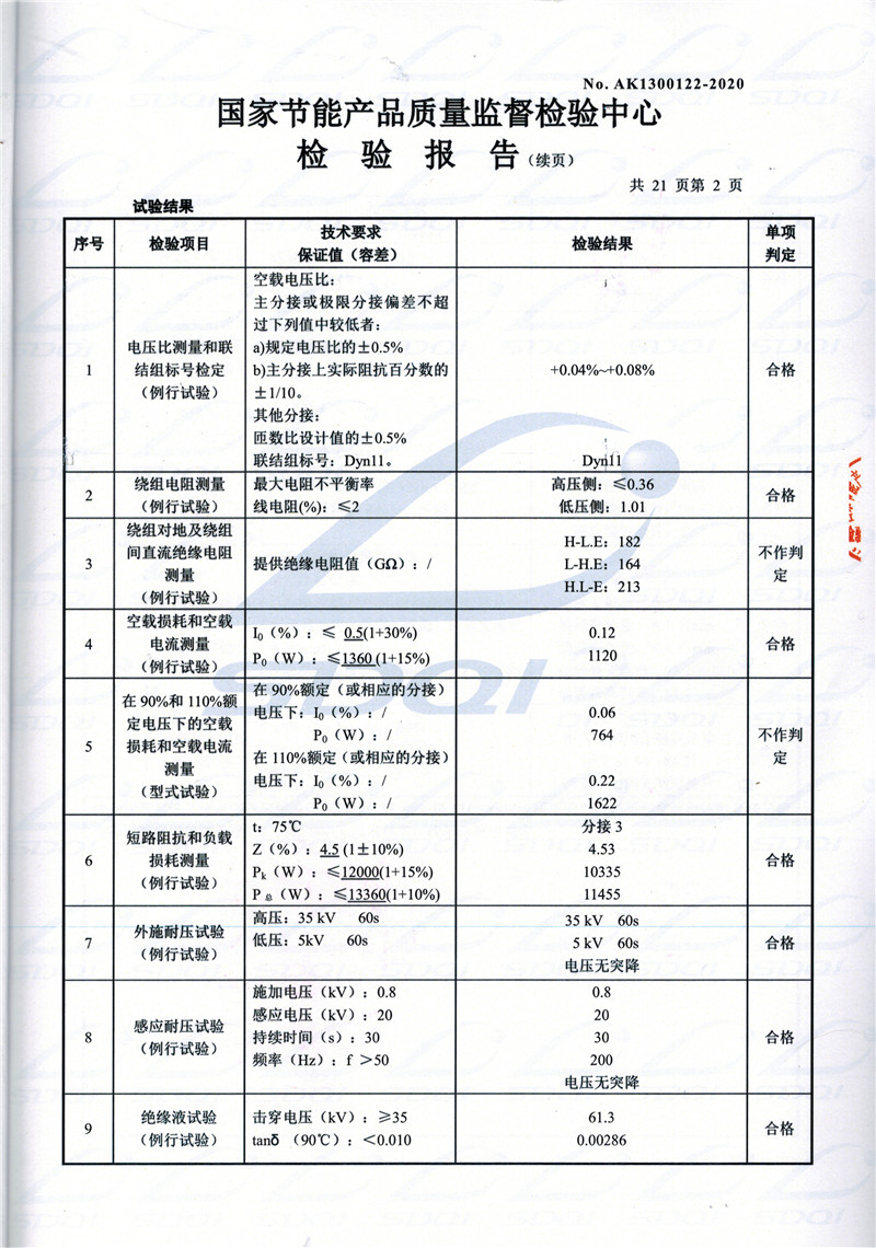 高低压试验报告-S11-1250调兵山调兵山调兵山油浸式变压器-2.jpg